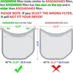 ADQ566564 Lint Filter Replacement for LG and Kenmore Dryers, Ultra Durable Lint Screen Trap, Rim without Felt Seal, Filter Size 11.9 * 10.9 inch (30.1 * 27.6 cm)
