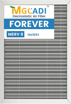 14x30x1 HVAC Furnace Air Filter, Lasts a Lifetime, Washable, the Last HVAC Filter You Will Ever Buy, Breathe Safely at Home or in the Office,Merv 8(Actual Size:13.5x29.5x0.82 Inch)