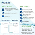 Pentair OMNIFilter Whole Home 10" Heavy-Duty Big Blue Water Filtration System with Pressure Relief, Black/Blue