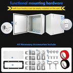 Outdoor Electrical Box, Steel Junction Box 12 x 10 x 6'', NEMA 4X Electrical Enclosure Box IP66 Waterproof & Dustproof, Universal Electrical Project Box with Lock & Mounting Plate