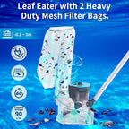 Cordless Pool Leaf Vacuum Cleaner with Dual Filter Bags for Above Ground & Inground Pools – Heavy Duty Swimming Pool Vacuum, 24GPM Strong Suction for Easy Leaf & Debris Removal