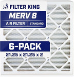 Filter King 21.25x21.25x2 Air Filter | 6-PACK | MERV 8 HVAC Pleated A/C Furnace Filters | MADE IN USA | Actual Size: 21.25 x 21.25 x 1.75"