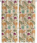 2 Panel Kitchen Cafe Curtains, Desert Camels Sunlight Filtering Nature Air Through, Home Decor Window Covering Tier Curtains for Living Room 104W x 90L inch Vintage Sand Animals Aloe Vera Leaves Beige