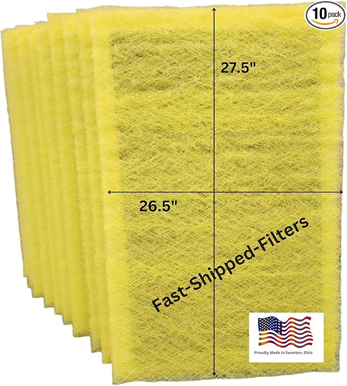 Fast-Shipped-Filters 10 Pack 28x30 Replacement Filter Pads Compatible with MicroPower Guard One Hour Air Cleaner Refill Yellow (10, Yellow, 28x30)
