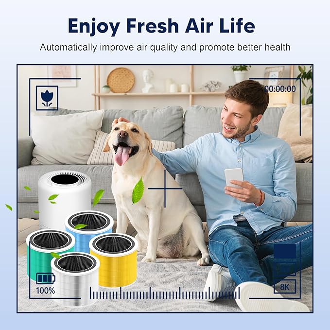 Core 200S Smoke Remover Replacement Filter Compatible with LEVOIT Core 200S and Core 200S-P Smart WiFi Air Purifier, 3-in-1 H13 True HEPA Activated Carbon Filter, Core 200S-RF-SR, Blue, 2 Pack