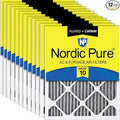 Nordic Pure 16x25x1 (Actual Size: 15 1/2 x 24 1/2 x 3/4) Furnace Air Filters MERV 10 Pleated Plus Carbon 12 Pack