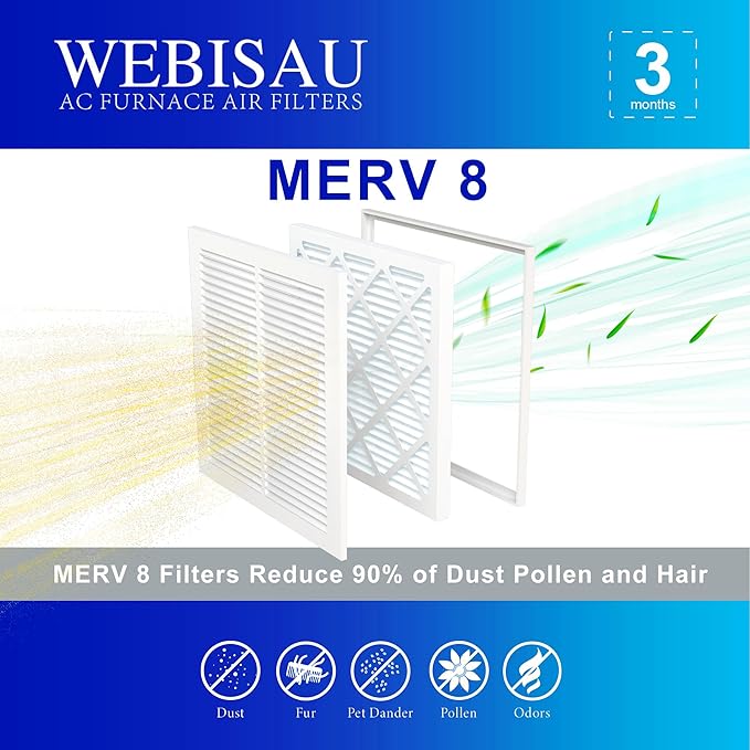 12x12x1 Air Filter MERV 8 MPR 600 4Pack Furnace Filters Pleated HVAC AC Furnace Air Filters,Air Conditioner Filters (Exact size: 11 3/4"x11 3/4"x 3/4")
