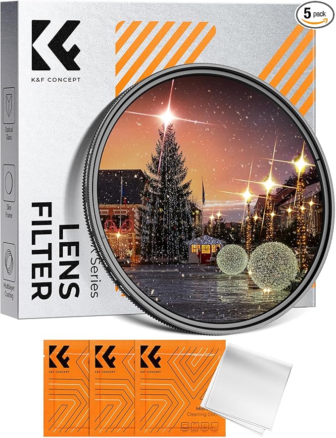 K&F CONCEPT 67mm Variable Star Filter Cross Screen Starburst Filter 4, 8 Points -18 Layer Coating Ultra Slim Optical Glas Camera Lens Filter with 3 Cleaning Cloth