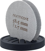 Normcore 2 Packs 58.5mm Puck Screen with Stand - Reusable Contact Shower Screen with Silicone Holder - 1.7mm / 1.0mm Thickness 150μm Mesh - Compatible with Espresso Machine 58mm Portafilter Basket