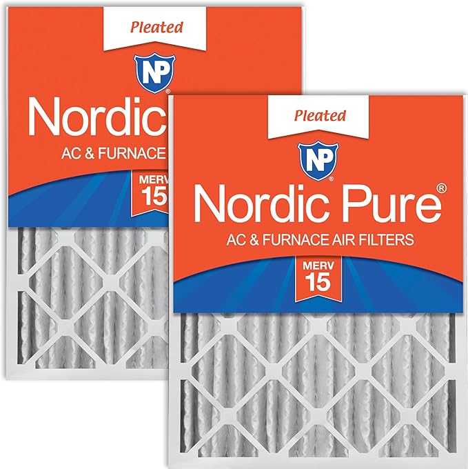 Nordic Pure 20x25x4 (Actual Size: 19 1/2 x 24 1/2 x 3 5/8) Pleated MERV 15 Air Filters 2 Pack