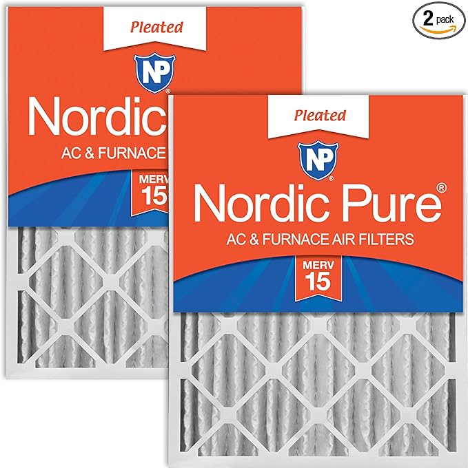 Nordic Pure 18x24x4 (Actual Size: 17 1/2 x 23 3/8 x 3 5/8) Pleated MERV 15 Air Filters 2 Pack