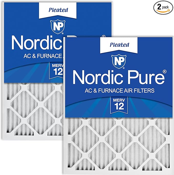 Nordic Pure 16x30x1 (Actual Size: 15 3/4 x 29 11/16 x 3/4) Pleated MERV 12 Air Filters 2 Pack