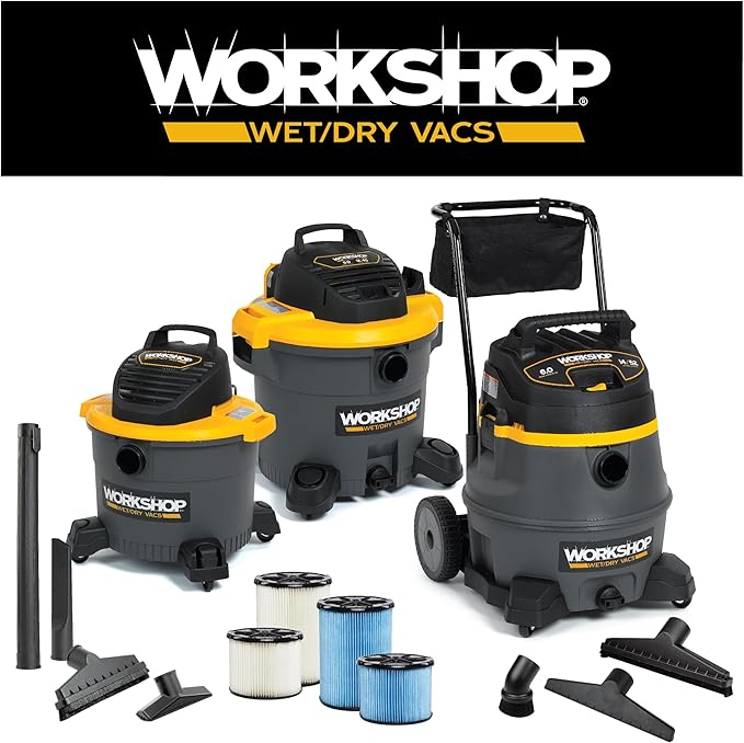 WORKSHOP Wet/Dry Vacs Vacuum Filters WS13045F2 HEPA Media Filter For Shop Vacuum Cleaner (2pk - HEPA Media Filter For Wet/Dry Vacuum Cleaner) Fits WORKSHOP 3-Gallon to 4.5-Gallon Shop Vacuum Cleaners