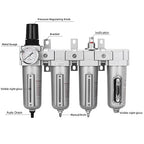 NANPU 3/4" NPT Industrial Grade 4 Stage Air Drying System - Double Particulate Filters, Coalescing Filter, Desiccant Dryer & Air Regulator, Metal Bowl, Auto Drain, for Paint Spray＆ Plasma Cutter