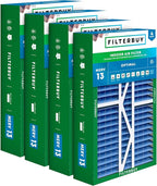 Filterbuy 16x25x5 Air Filter MERV 13 Optimal Smoke & Allergy Defense (4-Pack), Pleated HVAC AC Furnace Filters for Amana, Coleman, Goodman, Maytag, York, and More (Actual Size: 15.38 x 25.50 x 5.25)