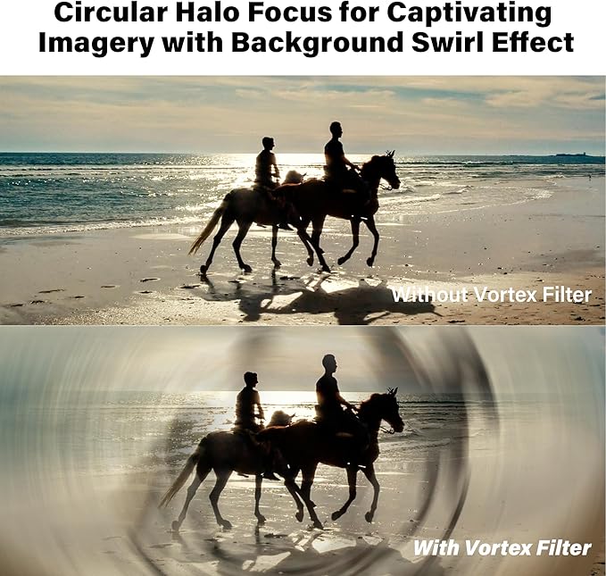 Walking Way 52MM Whirlpool Camera Effects Filter, Tunnel Vision Spiral Halo Prism Lens Filter with Vortex and Circular Halo Frame Effect for Camera Lens