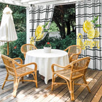 Lemon Outdoor Curtains for Patio Lemon Leaves Summer Plaid Buffalo Waterproof Outside Curtains with Grommet Top Weatherproof Curtain for Cabana Pergola Gazebo, 2 Pack, 54" W x 95" L