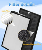 6-Pack AD5000 Replacement Filter Compatible with Air Doctor 5000 Air Purifier， Includes 2 Efficient Main Filter and 4 Activated Carbon Filters (Not Compatible with 5500 Series)
