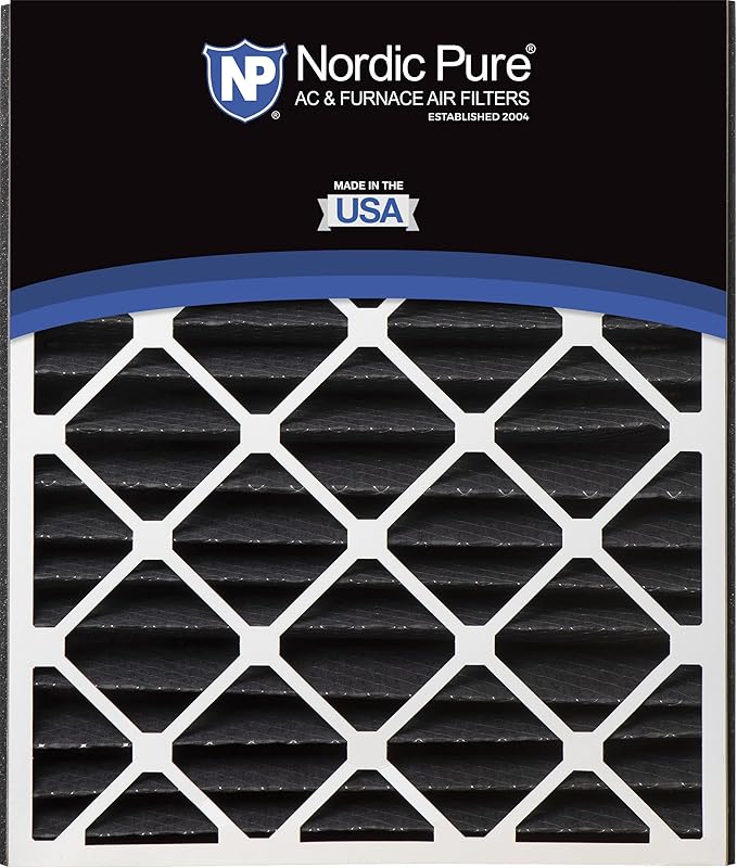 Nordic Pure 20x25x5 (Actual Size: 19 3/4 x 24 1/4 x 4 7/8) Air Bear Replacement Pure Carbon Odor Reduction Merv 8 Air Filter 4 PK
