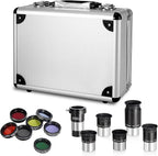 Telescope Accessory Kit - 1.25" Telescope Eyepiece and Filter Set with a Sturdy Carry Case - Five Plossl Eyepieces, 2X Barlow Lens and Seven Filters