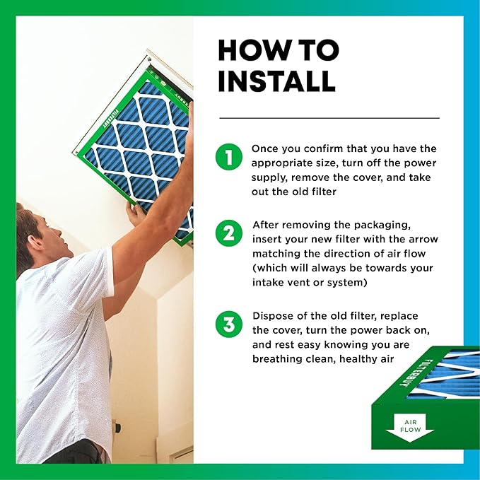 Filterbuy 20x23x1 Air Filter MERV 13 Optimal Smoke & Allergy Defense (4-Pack), Electrostatic Pleated HVAC AC Furnace Filters Replacement, Made in USA (Actual Size: 19.50 x 22.50 x 0.75)