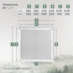 Vent Systems 8" x 8" Inch (Opening Dimensions) - Pack of 50 - Plastic White Soffit Vent Cover - Flat Square Air Vent Grille - Air Vent Deflector - HVAC 10" x 10" Inch (Overall Dimensions)