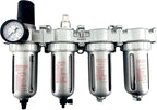 4 STAGE HIGH DUTY INDUSTRIAL GRADE ULTRA CLEAN FILTER REGULATOR COALESCING DESICCANT DRYERS SYSTEM FOR COMPRESSED AIR LINES METAL BOWLS GREAT FOR PAINT SPRAY AND PLASMA CUTTER (1/4"NPT AUTO DRAIN)