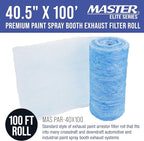 Master Airbrush Elite Paint Spray Booth Exhaust Filter Roll 40.5" x 100' - 18 Gram Heavy-Duty Fiberglass Paint Arrestor for Filtering Overspray Particles in Auto Body Shops & Refinish Booths