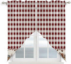 Swag Curtain Valances for Kitchen Windows,Farm Barn Western Star on Vintage Short Rod Pocket Window Valance,Red Buffalo Plaid Swag Topper for Bedroom Living Room,2 Panels 36x36in