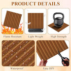 Nuanchu 32 Pcs 3D Slat Wall Panels 12 x 12 Inch PVC Fluted Textured Panel Cuttable Paintable DIY Wall Art Decorative Tiles for Ceiling Studio Bathroom Interior TV Background (Teak Grain)