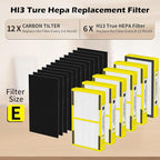 6 Pack FLT4100 HEPA Replacement Filter Size E Compatible With Guardian Technologies AC4100 AC4100CA, AC4150BLCA, AC4150PCA, AC4150P, AC4175W Purifier, Part # FLT4100 / FLT11CB4 / Filter E