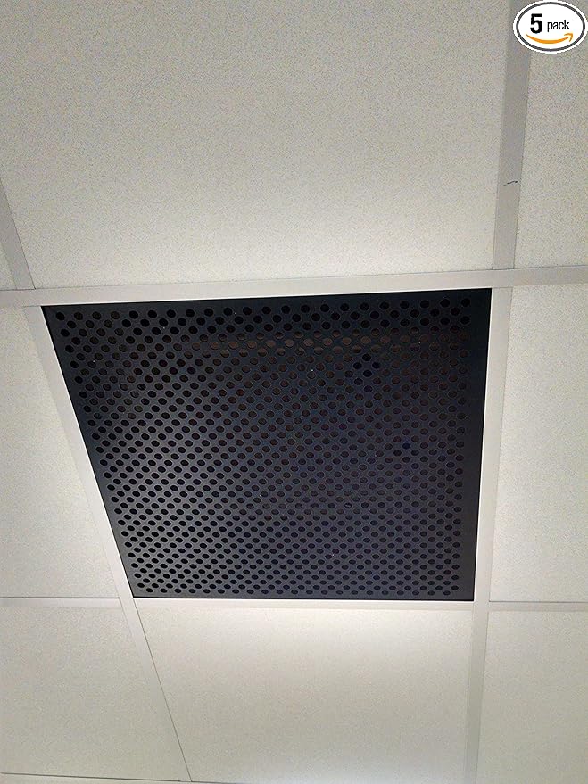 2'x2' Black Plastic Perforated Tile, 5 Pack, with 1/2" Holes