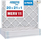 Aerostar 20x21x1 MERV 11 Pleated Air Filter, AC Furnace Air Filter, 6 Pack (Actual Size: 19 7/8" x 20 7/8" x 3/4")