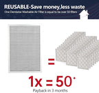 12x24x1 Electrostatic Air Filter, MERV 8 Reusable Aluminum AC/HVAC Furnace Filter,Washable Lifetime Permanent Air Filter,Easy to Clean,Increases Airflow(Actual Size:11.38x23.38x0.82)
