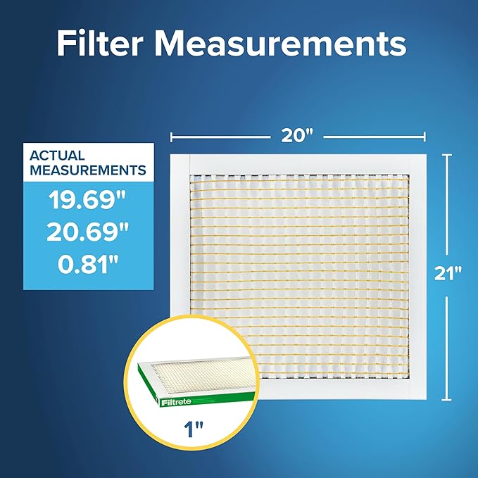Filtrete 20x21x1 AC Furnace Air Filter, MPR 700, MERV 8, Tough on Pollen, Easy on Airflow, 3-Month Pleated 1-Inch Electrostatic Air Cleaning Filter, 4-Pack (Actual Size 19.69 x 20.69 x 0.81 in)