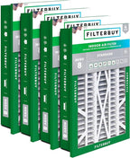 Filterbuy 16x25x5 Air Filter MERV 8 Essential Dust & Allergy Defense (4-Pack), Electrostatic Pleated HVAC AC Furnace Filters for Honeywell Return Grille (Actual Size: 14.38 x 23.38 x 3.69)