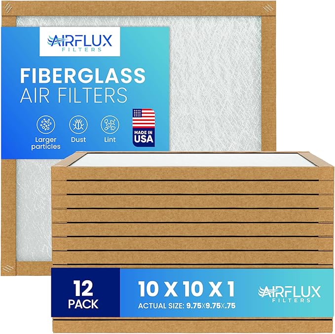 Fiberglass Air Filter -10x10x1Air Filter 12 Pack - Non Pleated 10"x10"x1", AC Filters for Home, Fiberglass, HVAC filters, Heater, Furnace Catcher for Dust - 1 YEAR SUPPLY