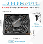 PATIKIL 110mm Fan Filter Grill, 6 Pcs Plastic Ventilation Dustproof Grill Cover Cooling Ventilator with Screws for Industry Workshop Computer Case Refrigerators Air Conditioning, Black