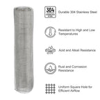 PATIKIL 40" L x 16" W Woven Wire Mesh, 24 Mesh 304 Stainless Steel Air Vent Filter Screen with Gloves for Window Security Vent Cover Filtration Animals Fence