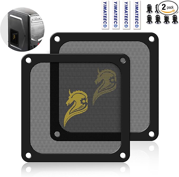 120mm Fan Filter PC Dust Filter Computer Fan Grills Dust Mesh Magnetic Frame PC Case Cover Dustproof PVC 50 Mesh(PVC, Gentleman Aesthetic, 120 * 120mm, 2pcs, Black)