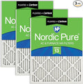 Nordic Pure 20x20x1 (Actual Size: 19 1/2 x 19 1/2 x 3/4) Pleated Air Filters MERV 13 Plus Carbon 3 Pack