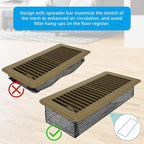 Floor Vent Screen Net for 4x10'' Floor Register, Air Vent Filter Mesh for Home Floor Catches Coin, Toys, Pet Food and Hair, Floor Vent Covers Trap with Spreader Frame (4 Pack)