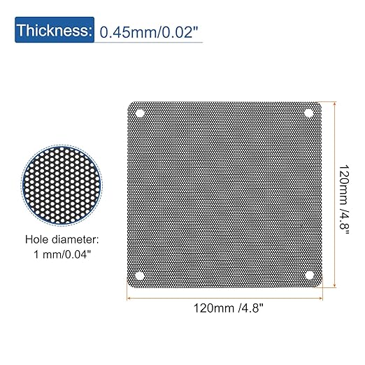 MECCANIXITY 10PCS PC Dust Filter, 120mmx120mm PVC Computer Case Cooler Dustproof Mesh Cover Fan Grills for Computer Chassis Speaker, Black