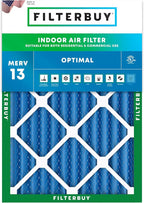 Filterbuy 10x14x2 Air Filter MERV 13 Optimal Smoke & Allergy Defense (1-Pack), Electrostatic Pleated HVAC AC Furnace Filters Replacement, Made in USA (Actual Size: 9.50 x 13.50 x 1.75)