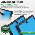 2 Pack HY4866 True HEPA Replacement Filter Compatible with MORENTO, WESTHEY HY4866, YIOU M1 - Air Purifier Filters, 4 Stage Filtration, 2in1 Carbon & Silver Technology - Blue