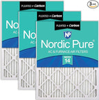 Nordic Pure 18x24x1 (Actual Size: 17 1/2 x 23 1/2 x 3/4) Pleated Air Filters MERV 14 Plus Carbon 3 Pack