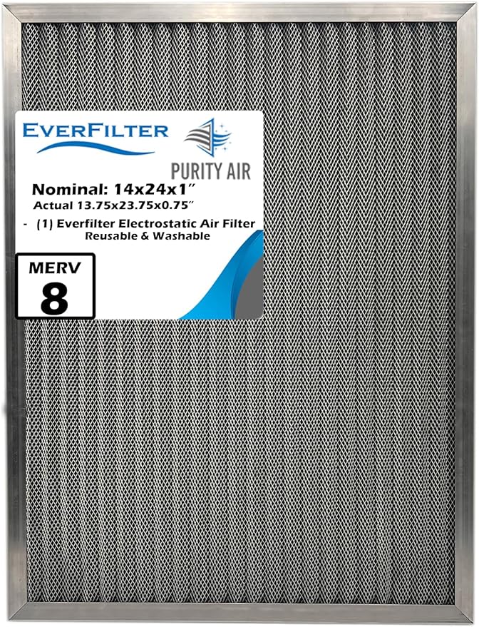 14x24x1 Electro-static Air Filter (1-Ct) AC Furnace Filter, Reusable & Washable 4-Stage Electrostatic Filter for Residential and Commerical HVAC (Actual Size: 13.75 x 23.75 x 0.75 Inches)