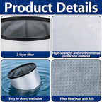 Tlswshsy 11.8'' x 11.8'' x 7'' Double Layer Ash Vacuum Filter, PAAC301 Washable Dust Vacuum Filter, Reusable Ash Vacuums Cloth Filtration for Part Replacement Great Clean Performance