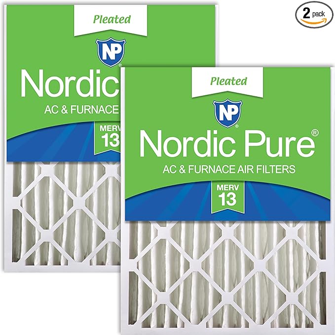 Nordic Pure 16x25x4 (Actual Size: 15 1/2 x 24 1/2 x 3 5/8) Pleated MERV 13 Air Filters 2 Pack