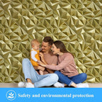 33 Pack Decorative 3D Wall Panels for Interior Wall Decor,12''x12'' Champaign Gold Diamond Design Accent Wall Panles for Living Room,TV Wall Background,Bedroom
